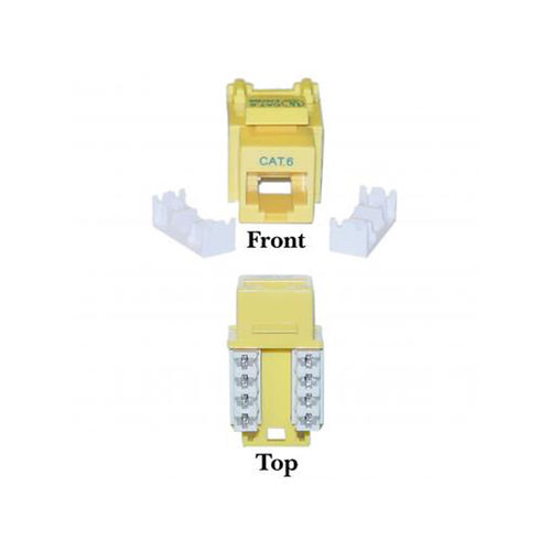 Cat 6 Keystone Jack, Yellow, RJ45 Female to 110 Punch Down