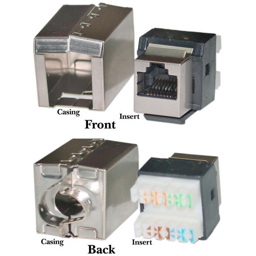 Shielded Cat 6 Keystone Jack, RJ45 Female to 110 Punch Down, STP