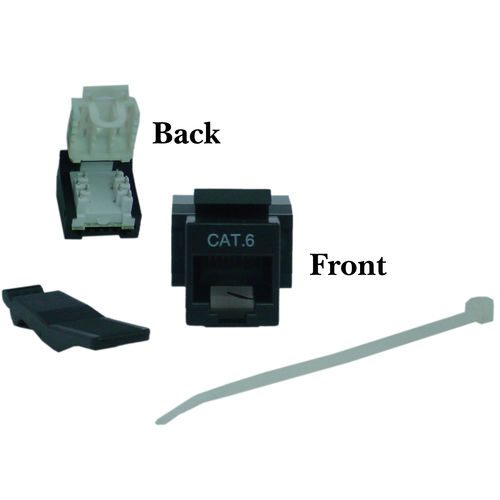 Cat 6 Keystone Jack, Black, Toolless, RJ45 Female