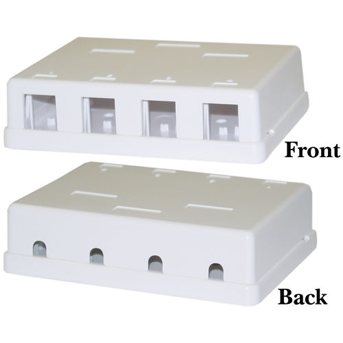 Blank Surface Mount Box for Keystones, 4 Hole, White