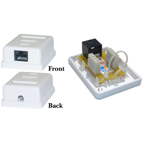 Cat 6 Single Jack Surface Mount Box, Female, Unshielded