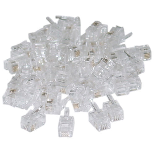 Phone / Data RJ22 Crimp Connectors for Flat Cable, 4P4C, 100 Pieces