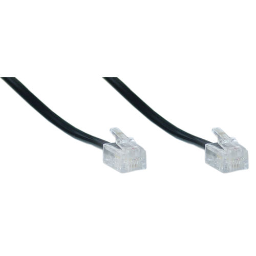 Telephone Cord (Voice), RJ11, 6P / 4C, Black, Reverse, 25 foot