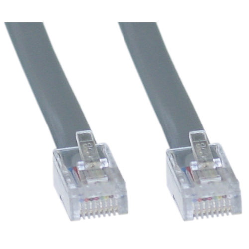 Telephone Cord (Voice), RJ45, Silver Satin, Reverse, 7 foot