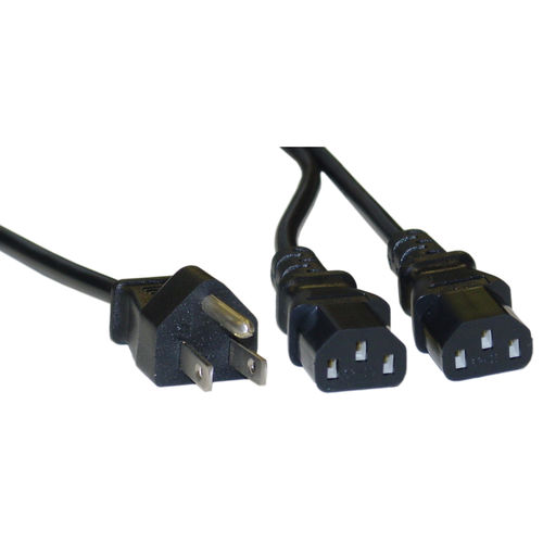 Computer / Monitor Power Y Cord, Black, NEMA 5-15P to Dual C13, 10 Amp, UL / CSA rated, 6 foot