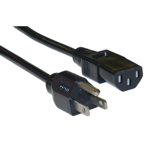 Computer / Monitor Power Cord, Black, NEMA 5-15P to C13, 13 Amp, 16 AWG, UL / CSA rated, 10 foot