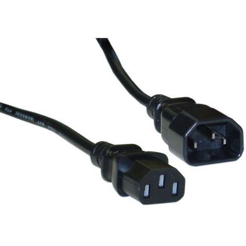 Computer / Monitor Power Extension Cord, Black, C13 to C14, 10 Amp, UL / CSA rated, 1 foot