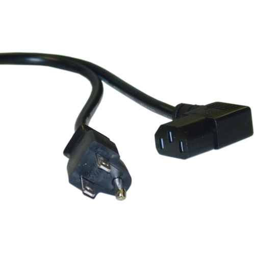 Right Angle Computer / Monitor Power Cord, Black, NEMA 5-15P to Right Angle C13, 10 Amp, UL / CSA rated, 6 foot