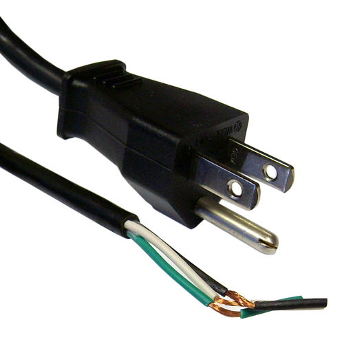 NEMA 5-15P to Standard ROJ Power Cord, Black, 18 / 3 (18AWG 3 Conductor) SVT, 10 Amp / 125 Volt, 6 foot