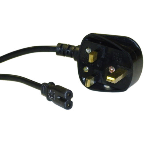 England / UK Notebook / Laptop Power Cord with Fuse, BS 1363 to C7, Non-Polarized, VDE Approved, 6 foot
