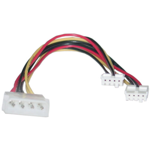 4 Pin Molex to Floppy Power Y Cable, 5.25 inch Male to Dual 3.5 inch Female, 8 inch