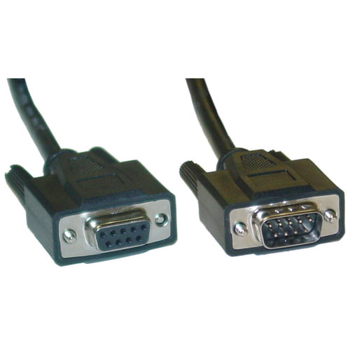 Serial Extension Cable, Black, DB9 Male to DB9 Female, RS-232, UL rated, 9 Conductor, 1:1, 3 foot