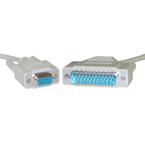 Null Modem Cable, DB9 Female to DB25 Male, UL rated, 8 Conductor, 10 foot