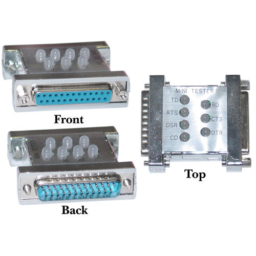 Serial Mini Tester, DB25 Male to DB25 Female
