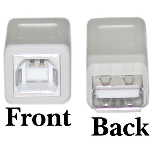 USB A to B Adapter, Type A Female to Type B Female