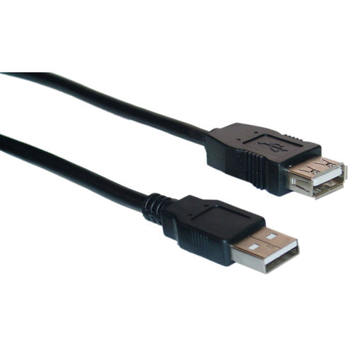 USB 2.0 Extension Cable, Black, Type A Male to Type A Female, 1 foot