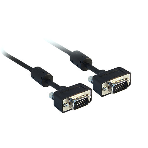 Slim SVGA Cable with Ferrites, Black, HD15 Male, Coaxial Construction, 32 AWG, 6 foot