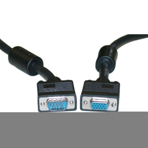 SVGA Extension Cable with Ferrites, Black, HD15 Male to HD15 Female, Coaxial Construction, Double Shielded, 10 foot