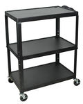 Offex Movable Multipurpose 42""H Steel Height Adjustable Extra Large AV / Utility Cart With Electric, 3 Shelf, 4 Casters - Black