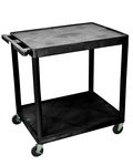 Offex Rolling 2 Shelf Structural Foam Molded Plastic Utility Cart With Casters - Black
