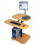 Offex Mobile Height Adjustable Heavy Duty Wood Laminate Computer Workstation With Keyboard Shelf - Oak