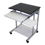 Offex Mobile Computer Desk / Workstation With Pullout Keyboard Tray - Charcoal