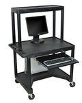 Offex Endura Mobile Computer Workstation / Desk With Plastic Shelf And Casters - Black