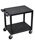 Offex Mobile 2 Shelf Adjustable Storage Utility Cart With 4 Casters, Black