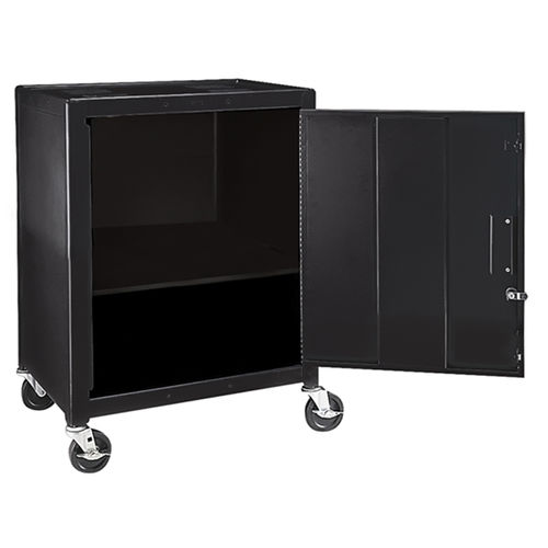 Offex Mobile Lockable Steel Storage Cabinet 34"" H With Ball Bearing Casters - Black