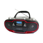 Supersonic Portable MP3/CD Player with USB/AUX Inputs, Cassette Recorder &amp; AM/FM Radio- Red