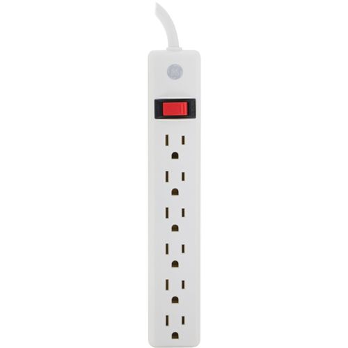 GE 14086 6-Outlet Power Strip (White, 2ft Cord)