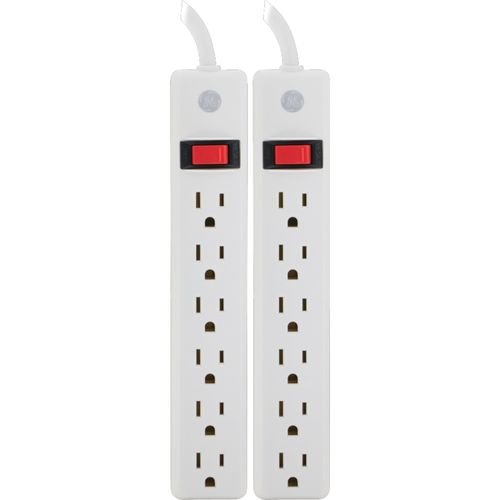 GE 14087 6-Outlet Power Strip, 2 pk