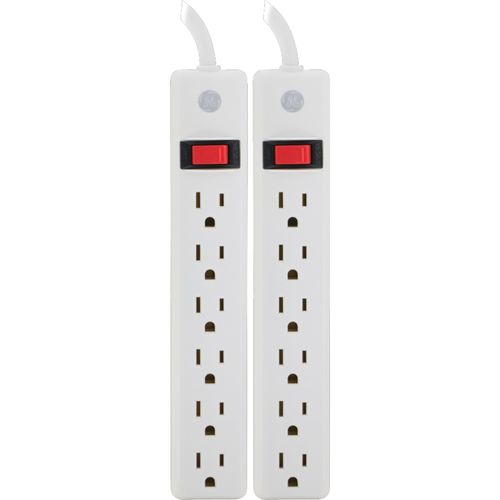 GE 14087 6-Outlet Power Strip, 2 pk