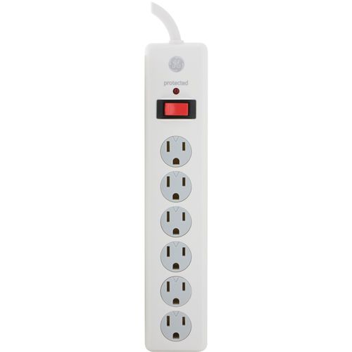 GE 14092 6-Outlet Surge Protector (White, 10ft Cord)