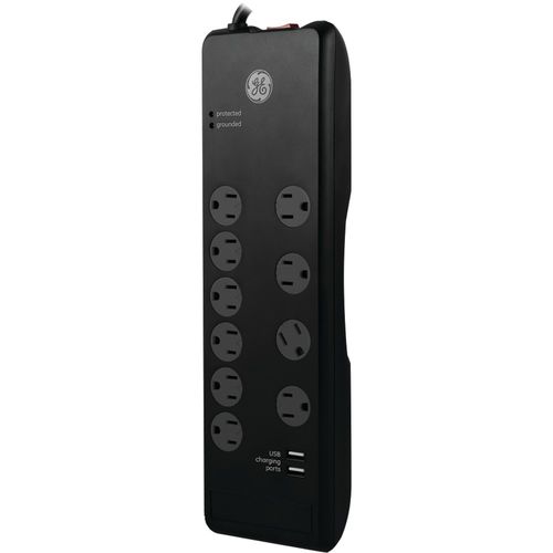 GE 14096 10-Outlet Surge Protector with 2 USB Charging Ports