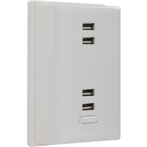 RCA WP4UWR Wall Plate Charger with 4 USB Ports