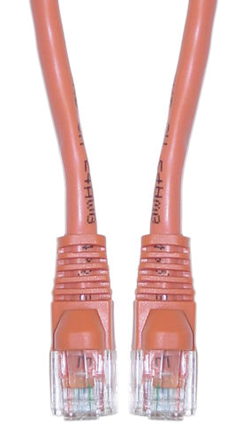 Cat 5e Orange Ethernet Crossover Cable, Snagless / Molded Boot, 10 foot