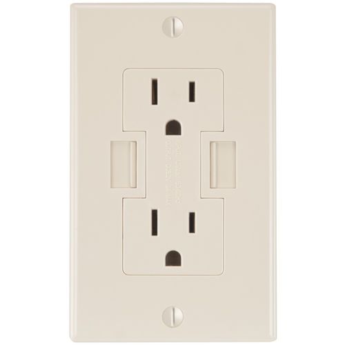 NEWER TECH NWTPWR2U15ATRI Power 2U 15-Amp In-Wall Dual AC/USB Wall Outlet (Ivory)