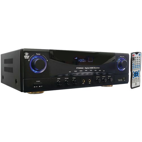 PYLE HOME PT590AU 5.1-Channel, 350-Watt Amp Receiver with 3D Pass Thru, USB/SD(TM) Card Reader & HDMI(R)