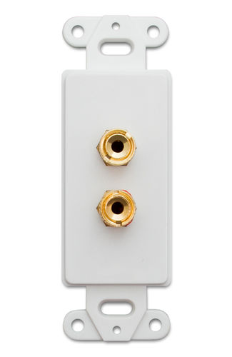 Decora Wall Plate Insert, White, 2 Banana Plug Binding Posts