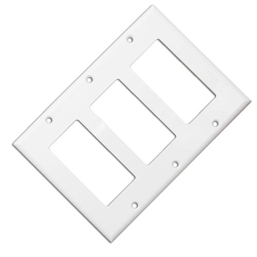 Wall Plate, White, Blank Decora, Triple Gang