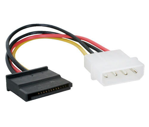 Molex to SATA Power Cable, 4 Pin Molex Male to Serial ATA Female, 6 inch