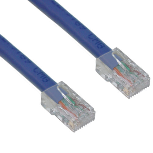 Cat 6 Blue Ethernet Patch Cable, Bootless, 10 foot