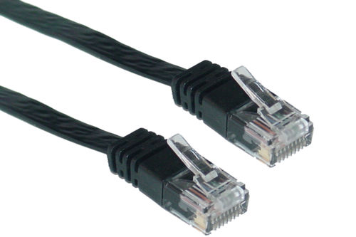 Cat 6 Black Flat Ethernet Patch Cable, 32 AWG, 15 foot