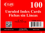 Index Cards - Unruled - 3"" x 5"" - 100 ct Case Pack 72
