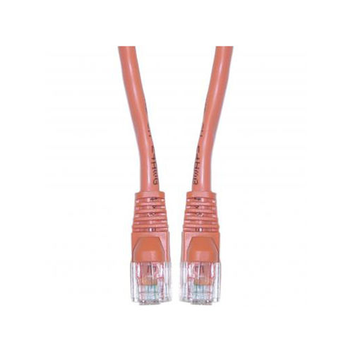 Cat 5e Orange Ethernet Patch Cable, Snagless / Molded Boot, 1 foot