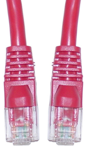 Cat 6 Red Ethernet Patch Cable, Snagless / Molded Boot, 1 foot
