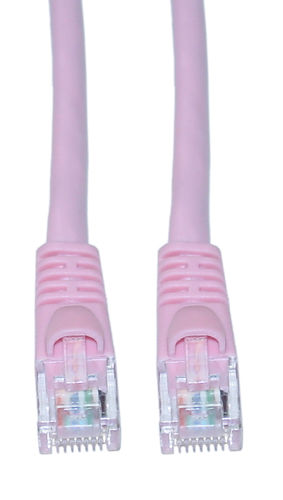 Cat 6 Pink Ethernet Patch Cable, Snagless / Molded Boot, 1 foot
