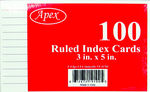 Index Cards Ruled - 100 ct - 3"" x 5"" Case Pack 72