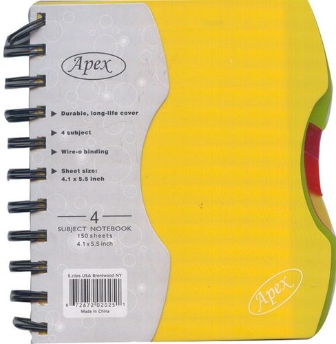 Poly Cover Note Book - 4 subject - 4"" x 5.5"" Case Pack 48